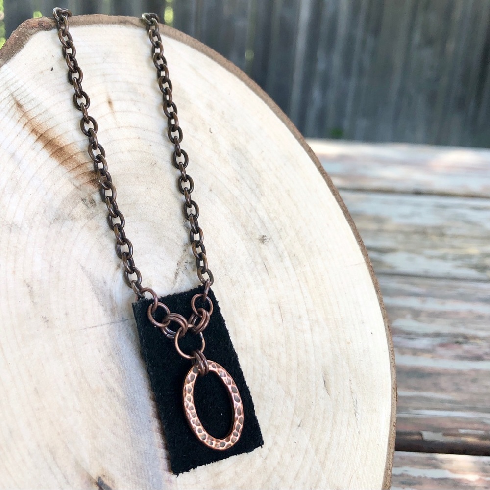 Leather and Copper “Oh” Necklace